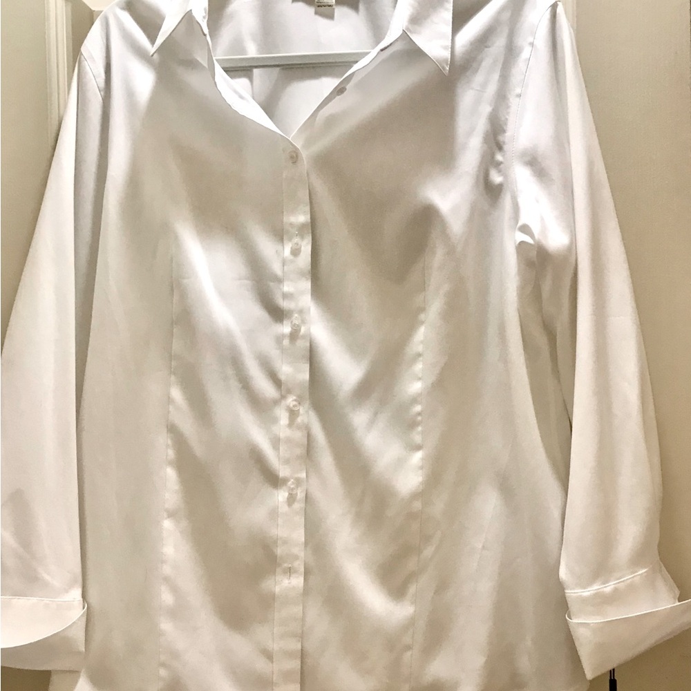 Calvin Klein Women's Suit Shirt with Long Sleeves Double Cuffs Classic white